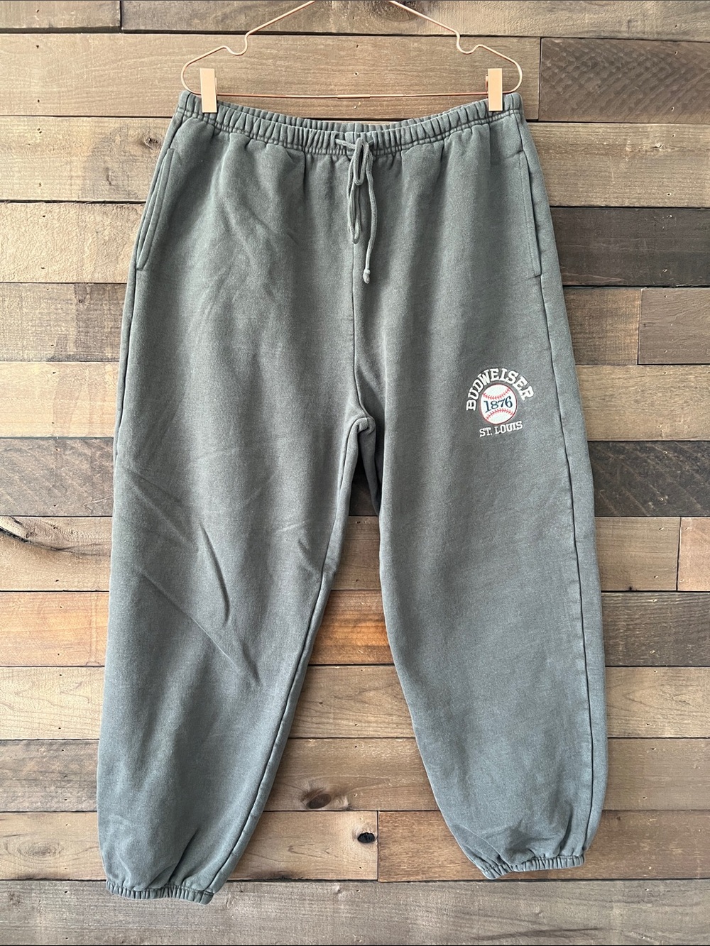 Budweiser x PacSun Men's Brown Oversized Cotton Fleece Jogger Sweatpants Size XL
